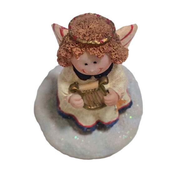 Young's Inc. Vintage Cutest Little Jar/Candle Stopper Christmas Angel w/Harp - Picture 3 of 8